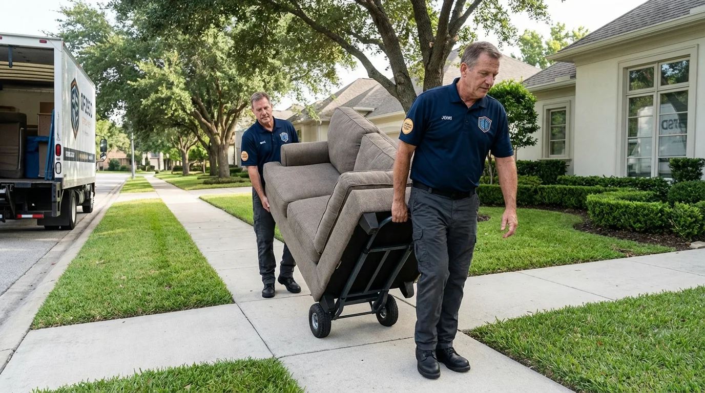 Local residential moving crew loading furniture in Carteret, NJ