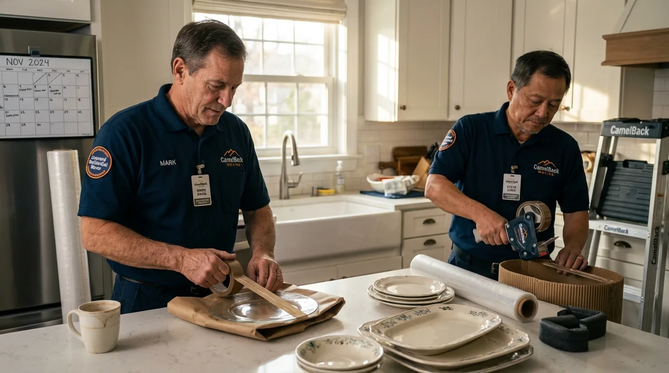 Professional crew packing kitchen dishware in Carteret, NJ